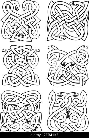 Medieval celtic reptile knot pattern with mythical snakes, for tattoo ...