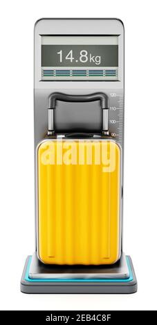 Suitcase standing on airport weight scale. 3D illustration Stock Photo -  Alamy