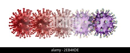 Mutating virus concept and new coronavirus b.1.1.7 variant outbreak or covid-19 viral cell mutation and influenza background as dangerous flu strain. Stock Photo