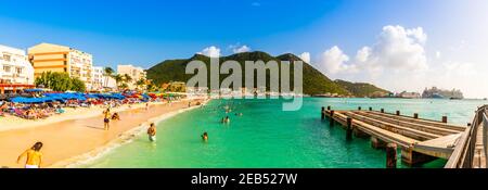 Philipsburg Beach on the Island of Saint Martin in the Caribbean Stock Photo