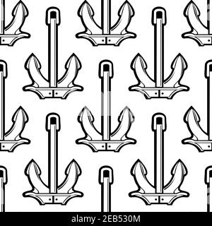 Marine adventure and nautical theme design with seamless pattern of stockless anchors for large ships over transparent background Stock Vector