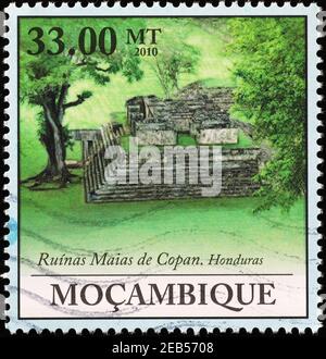 Maya ruins of Copan in Honduras on postage stamp Stock Photo