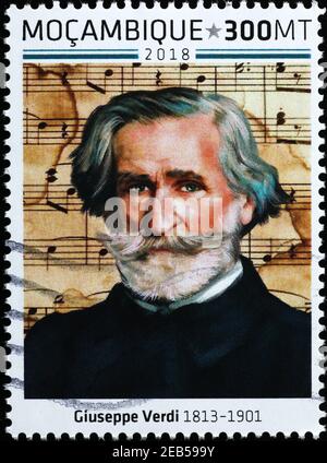 Portrait of Giuseppe Verdi on postage stamp Stock Photo