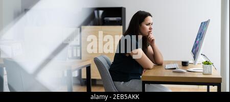 Business Woman Analyst Using KPI Data On Computer Stock Photo