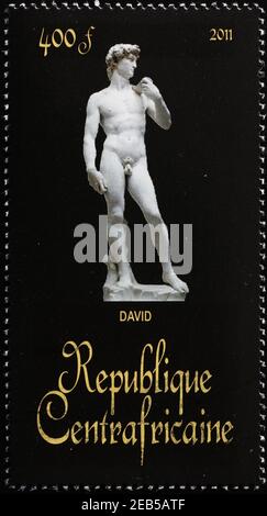 Statue David by Michelangelo on postage stamp Stock Photo