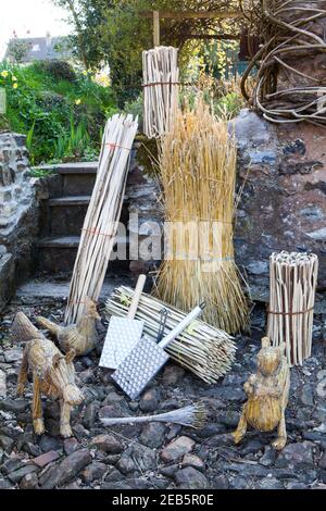 Traditional thatching tools and products Stock Photo