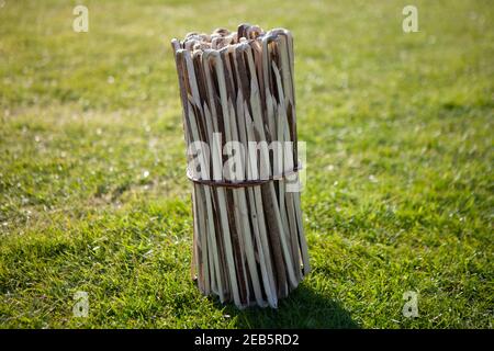 Traditional thatching tools and products Stock Photo