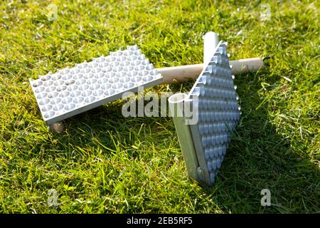 Traditional thatching tools and products Stock Photo