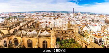 Panorama of Seville from the Giralda in Andalusia, Spain Stock Photo