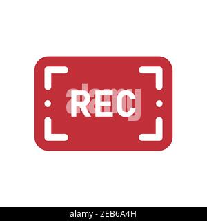 Framed recording sign, currently recording, rec, vector illustration icon Stock Vector