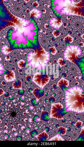 Abstract fractal drawing of a bright pattern in the form of pink flowers Stock Photo