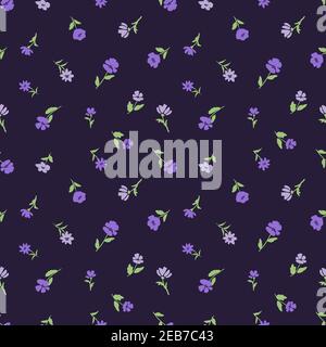 Seamless purple vector flowers pattern Stock Vector