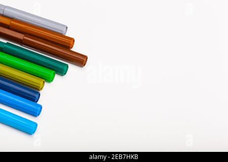 felt tip marker pens isolated on white background close up Stock Photo