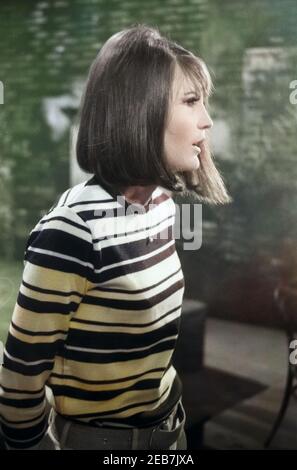 Die britische Popsängerin Sandie Shaw, Deutschland 1960er Jahre. British pop singer Sandie Shaw, Germany 1960s. 24x36swNeg23 Stock Photo