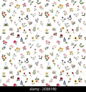 Seamless USA state flowers vector, pattern Stock Vector