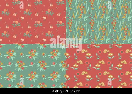 Seamless floral patterns vector set Stock Vector