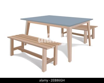 Wooden Table Set on illustration graphic vector Stock Vector