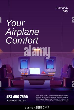 Banner Poster Flyer With Airplane Seat Map Plane Business And