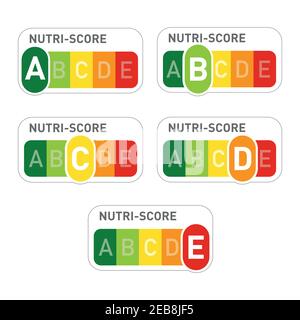 Nutri-Score official labels Stock Vector