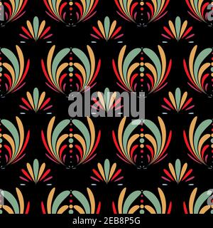 Flower colorful ornament decorative seamless pattern vector tile Stock Vector