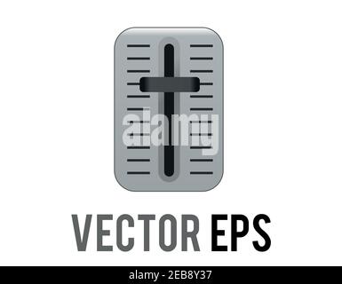 The isolated vector isolated black level slider controller grey sound, audio and music mixing console icon with scale markings Stock Vector