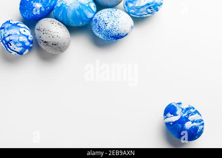 blue Easter eggs isolated on white. Stock Photo