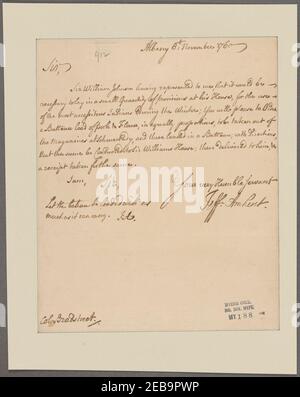 Amherst, Jeffrey. Albany. To Col. John Bradstreet Stock Photo