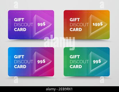 Vector gift card design with soft blended gradients and voluminous triangles of lines. Templates for discounts and sales. Stock Vector