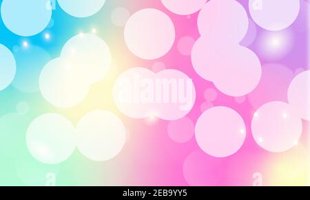 Abstract iridescent background with bokeh. Holographic fairy background with magic sparkles, stars and blurs. Stock Vector