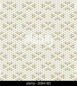 Japanese seamless Kumiko pattern in golden with average thickness lines. Stock Vector
