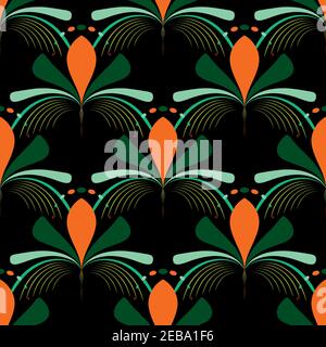 Flower colorful ornament decorative seamless pattern vector tile Stock Vector