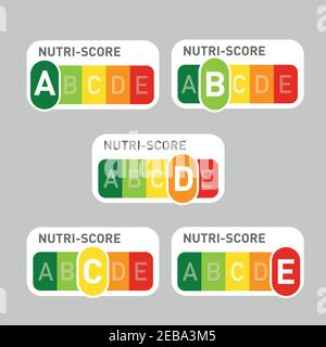 Nutri-Score official labels Stock Vector