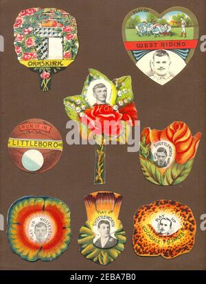 Chromolithographed die cut football cards 1894-1906  with portraits of leading player Stock Photo