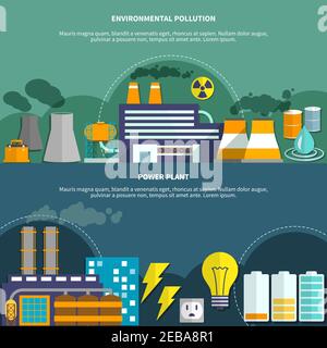 Industry set horizontal banners website design abstract isolated vector illustration Stock Vector