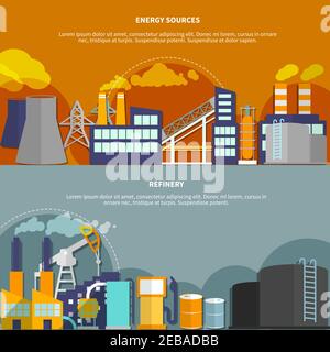 Industry set horizontal banners website design abstract isolated vector illustration Stock Vector