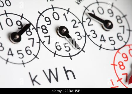 Energy Concept Shot With Close Up Of Dials On Gas Or Electricity Meter Stock Photo