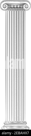 Classic Greek Roman Column Pillar Vintage Woodcut Stock Vector