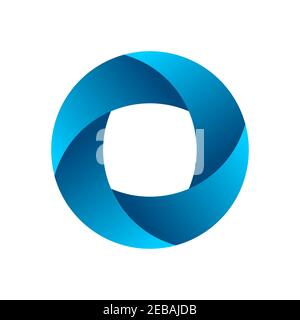 Interlocking circle on white background. Impossible circle shape. Blue gradient infinite circular shape. Optical illusion Letter O or a ring. Vector Stock Vector