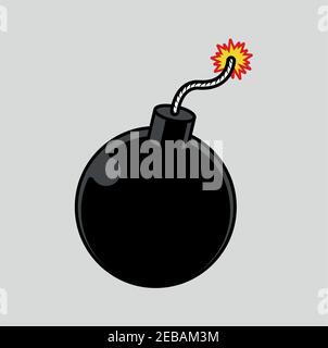 Bomb With Burning Wick Vector Icon Illustration Isolated. Stock Vector