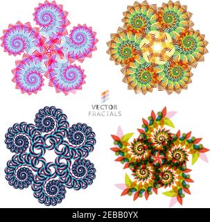 Vector colorful fractal creative design collection Stock Vector