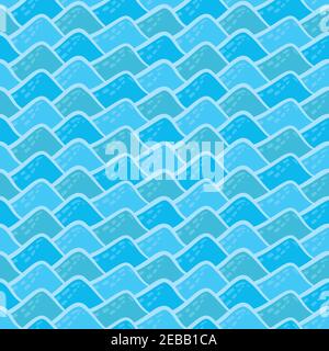 Nautical style vector pattern with waves. Stock Vector