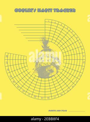 Goblin Habit Tracker Suitable for those with humor. 28 days vector design Stock Vector