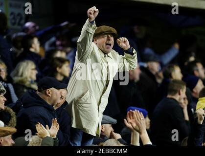 Soccer Football - FA Cup Fourth Round - Millwall v Everton  - The Den, London, Britain - January 26, 2019   Fans celebrate inside the stadium      REUTERS/Eddie Keogh