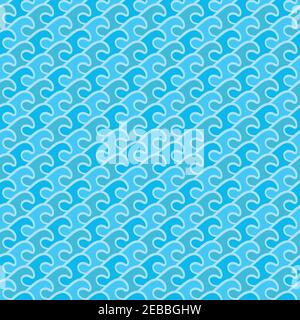Nautical style vector pattern with waves. Stock Vector