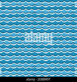 Nautical style vector pattern with waves. Stock Vector