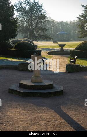 Boultham Park Lincoln, Lincolnshire, open spaces, woodland, lake, wildlife, urban space, rural amenity, paths, water fountain, bandstand ornate green Stock Photo