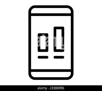 smartphone statistic chart single isolated icon with dashed line or ...