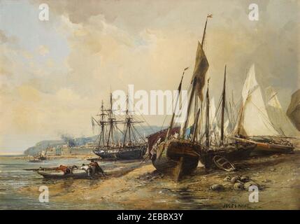 Jules Noël - Des voiliers dans le port d'Alger (1868). Stock Photo