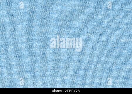 Blue woolen knitted fabric as background Stock Photo