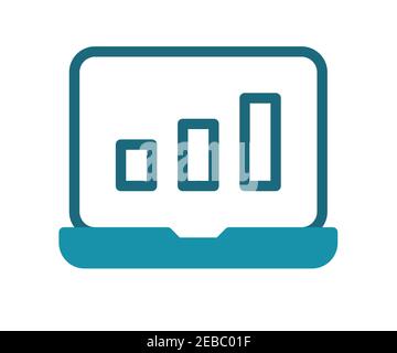 laptop graphic chart single isolated icon with filled line style vector ...